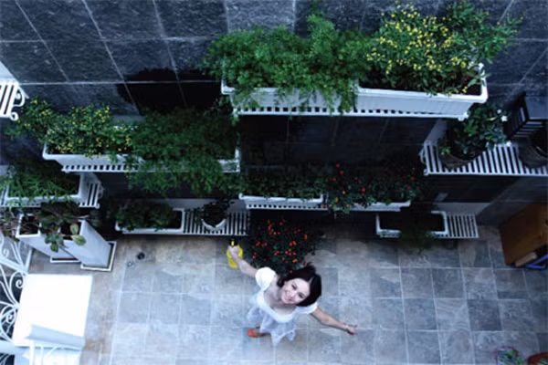 Tuy bận rộn nhưng không ít sao Việt luôn dành thời gian chăm sóc cho khu vườn rau xanh tại nhà. Khu vườn treo tường của hoa hậu Nguyễn Mỹ Vân tô điểm cho căn biệt thự sang trọng của cô tại quận 1, TP HCM.