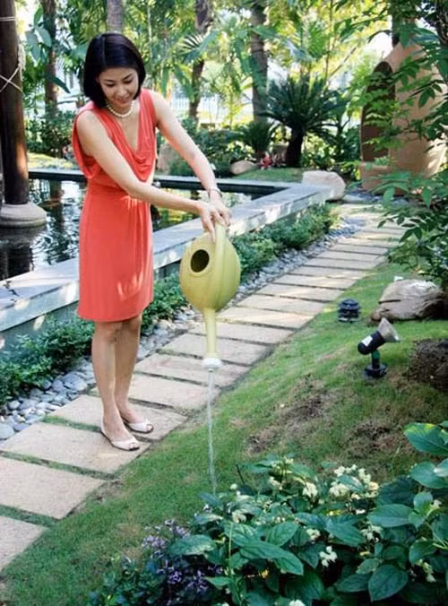 Thành công trong lĩnh vực kinh doanh, Hà Kiều Anh (hoa hậu Việt Nam năm 1992) nổi lên như một nữ đại gia tài sắc vẹn toàn của showbiz Việt. Cô sở hữu biệt thự vườn đáng mơ ước ở quận 2, TP HCM.