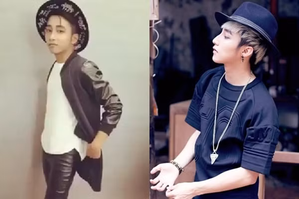 Khác với những bộ trang phục bình dân thường ngày, bản sao Sơn Tùng MTP (ảnh trái) khoác lên mình những bộ cánh sành điệu, biểu cảm chụp ảnh chuyên nghiệp không kém nam ca sĩ nổi tiếng Sơn Tùng (ảnh phải).