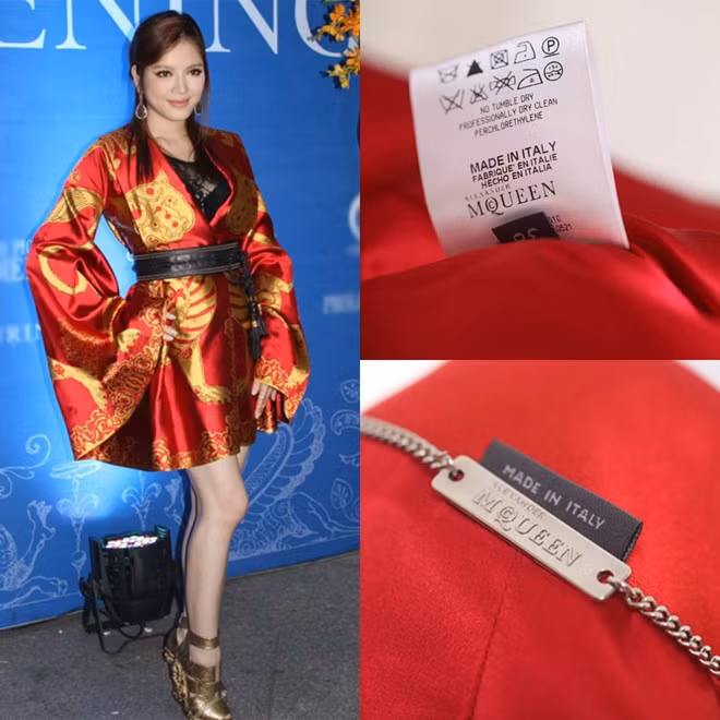 Không chọn cách im lặng trước tin đồn, Lý Nhã Kỳ chụp và đăng tải lại hình ảnh từng chi tiết nhãn, mác trên chiếc váy Alexander Mc Queen của mình để chứng minh đẳng cấp “vàng thật không sợ lửa”.