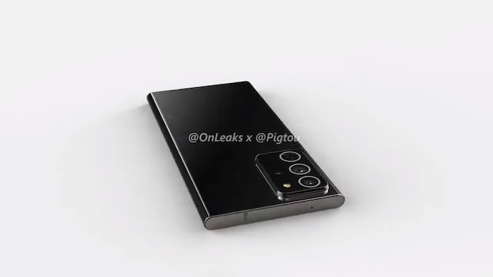 Ở mặt sau, Galaxy Note20+ sở hữu cụm 3 camera rất lớn, lồi hẳn lên so với phần thân máy, và có điểm nhấn là các vòng tròn màu bạc bao quanh mỗi camera.