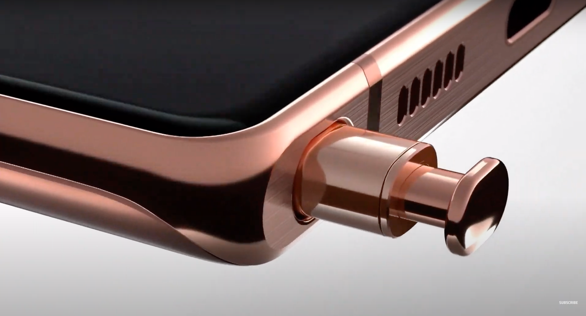 Đi kèm với điện thoại sẽ là bút S-pen cùng tông màu được cất giấu một cách khéo léo ở cạnh đáy của máy.