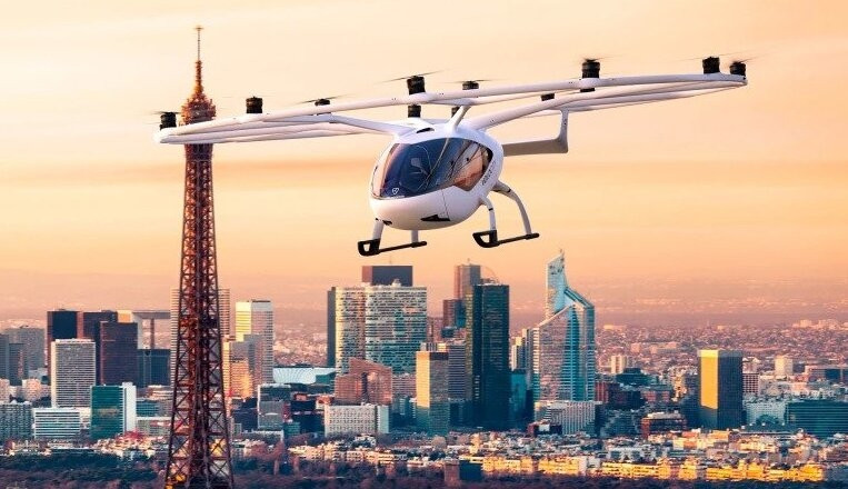 "Taxi bay VoloCity" là một phương tiện cất và hạ cánh thẳng đứng giống như máy bay không người lái.