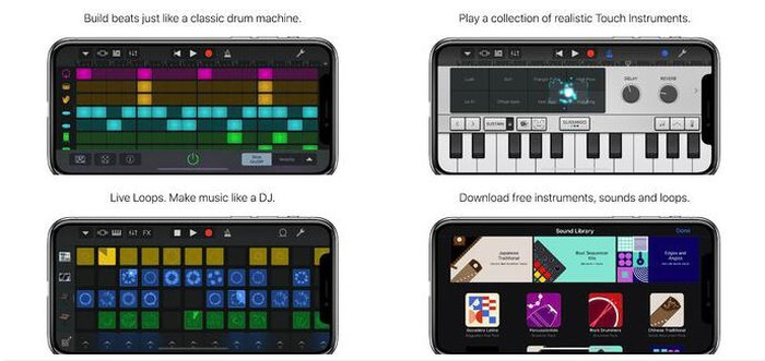 GarageBand là ứng dụng chỉnh sửa âm thanh tuyệt vời của Apple khi mang đến cho người dùng khả năng chỉnh sửa nhanh cực kì tiện ích. Ứng dụng mang đến nhiều dụng cụ âm nhạc được tối ưu hóa cho thao tác nhấn chạm trên điện thoại cùng khả năng ghi âm để người dùng có thể nhanh chóng ghi lại những giai điệu bất ngờ nảy ra trong đầu mình.