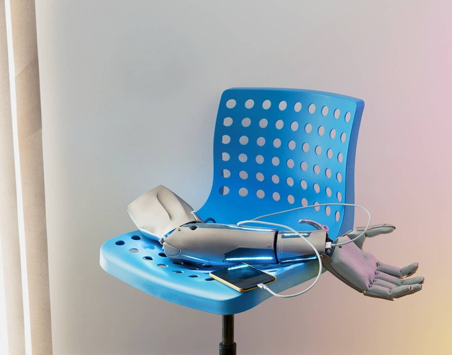 Cánh tay sinh học của James Young trang bị một bàn tay được in 3D, có thể điều khiển bởi các cảm biến phát hiện chuyển động cơ gắn ở lưng của James. Cánh tay tích hợp sạc USB, kết nối Twitter, đèn pin, cảm biến nhịp tim và một drone nhỏ.