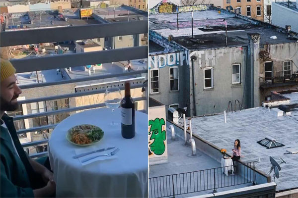 Sau một ngày làm quen, nói chuyện, hai người quyết định hẹn hò bất chấp mùa Covid-19. Nơi hẹn hò không đâu khác chính là sân thượng của hai tòa nhà, Jeremy liên hệ với bạn của Tori bí mật chuẩn bị bàn ăn và rượu vang lãng mạn chẳng kém ai.