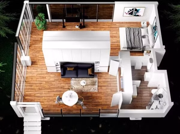 Ngoài những nội thất thông minh cơ bản, mTwo được trang bị hệ thống smarthome bao gồm loa Sonos, camera và bộ điều chỉnh nhiệt Nest, Apple TV, màn hình máy chiếu và kết nối internet.