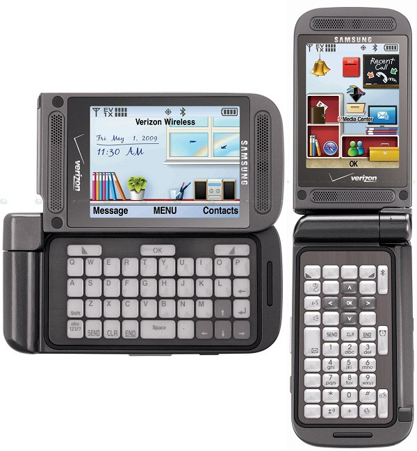Samsung Alias 2 (2009): Nhìn thì có vẻ giống như một chiếc máy chơi game nhưng thực chất đây là phiên bản điện thoại độc đáo của Samsung, có bàn phím thay đổi tùy theo nhu cầu của người dùng. Khi lật ngang, bạn có một bàn phím QWERTY đầy đủ, còn khi để dọc máy, chúng ta cũng có một bàn phím tiêu chuẩn như bao điện thoại khác.