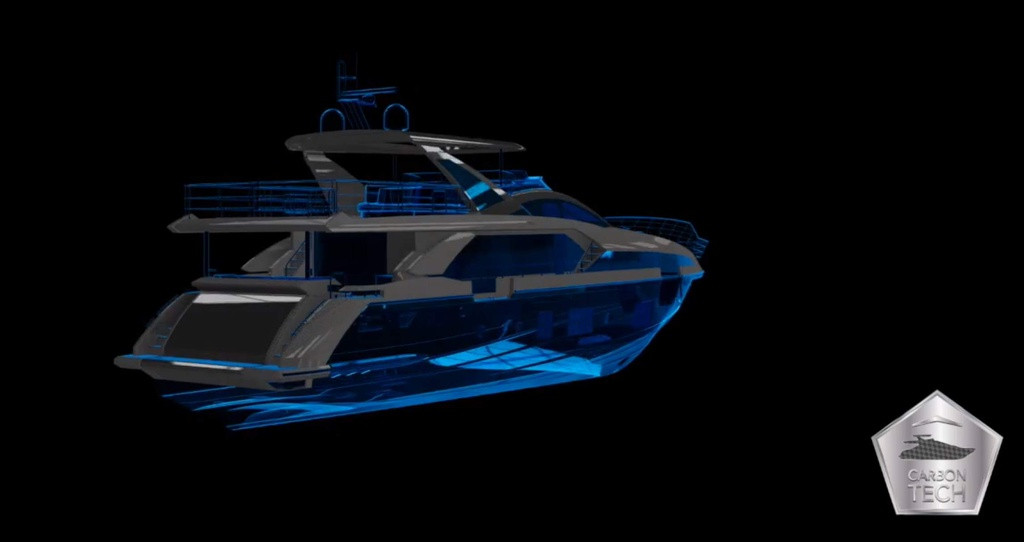 Nhiều bộ phận trên thuyền dùng carbon fibre. Theo giới thiệu của nhà sản xuất, chất liệu này giúp tàu có thể tăng cả về kích thước và diện tích mà vẫn giữ được khối tượng, từ đó tăng độ ổn định khi tàu di chuyển. Chất liệu này được sử dụng trong các ngành hàng không vũ trụ, lắp ráp siêu xe.