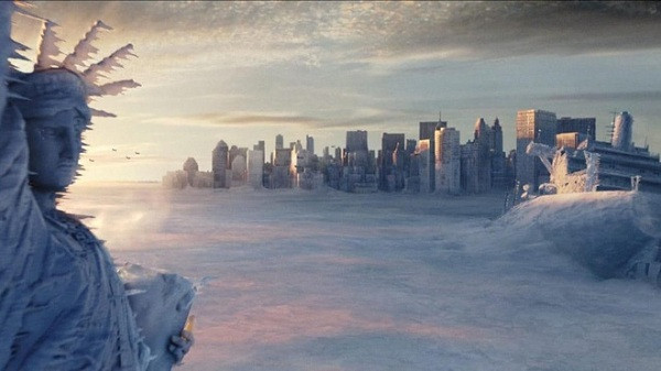 The Day After Tomorrow (2004) lại là một bộ phim với những chi tiết phản khoa học khi lấy đề tài tận thế, cụ thể là thảm họa thiên nhiên kéo Trái Đất trở về Kỷ Băng hà. Thực tế nhân loại đang phải đối mặt với nguy cơ biến đổi khí hậu và mực nước biển dâng cao nhưng diễn ra rất chậm và phải mất đến hàng triệu năm mới có thể dẫn đến sự diệt vong như tác phẩm miêu tả.