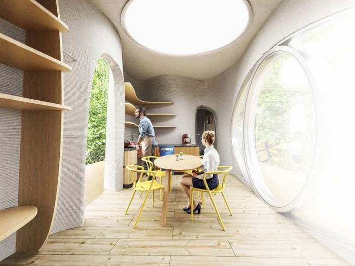 Điểm đặc biệt là ngôi nhà này có thể "tái chế". “Khi không còn sử dụng nữa, chủ sở hữu có thể nghiền nát tòa nhà và sử dụng vật liệu để in lại nó trên cùng địa điểm", nhà điêu khắc Michal Trpak nói.