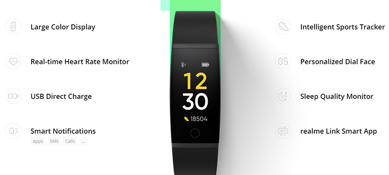 Realme band cho thấy nhiều điểm nổi trội nhứ: màn hình màu lớn hơn, đo nhịp tim theo thời gian thực, kết nối trực tiếp qua chân usb tuyp A, ...