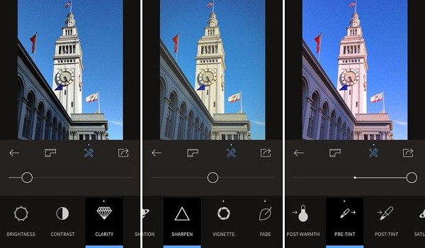 Ứng dụng miễn phí này cũng cung cấp công cụ chỉnh ảnh làm mờ, làm nét, làm nhiễu hay thêm vết xước film,… đúng chuẩn như chụp bởi máy ảnh film.