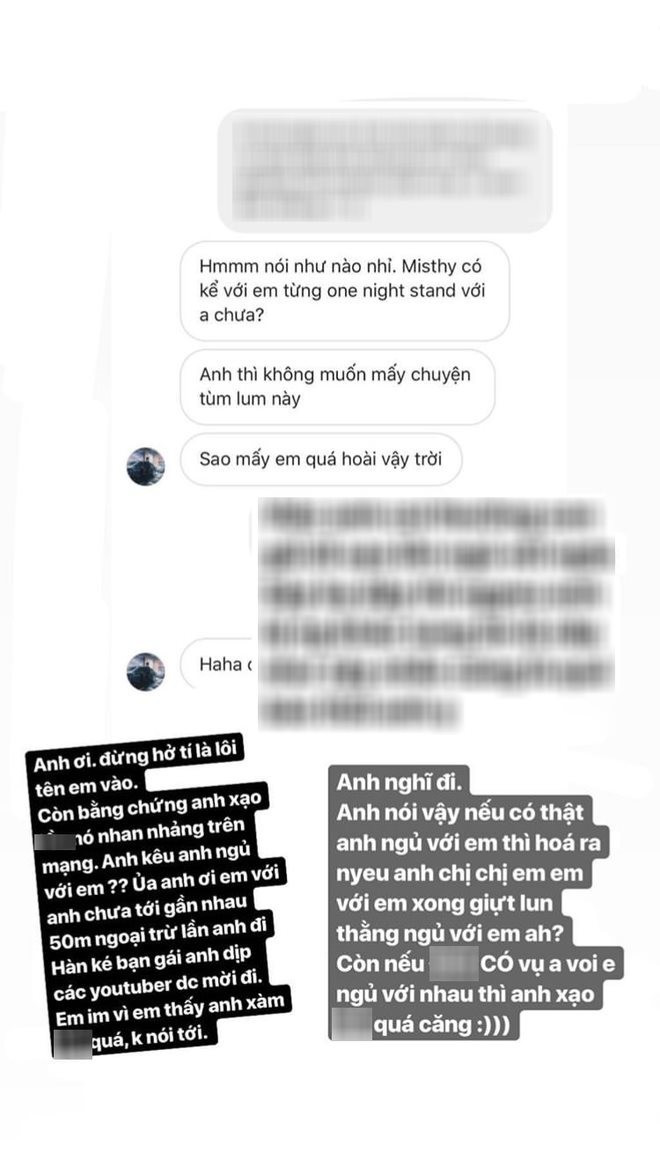 Scandal về chuyện tình cảm làm danh tiếng của nữ streamer bị ảnh hưởng nhiều nhất có lẽ là việc cô nàng bị bạn trai của bạn thân là Kim Phi Long đi rêu rao với người khác rằng Misthy đã từng qua đêm với mình.