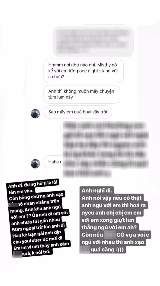 Scandal về chuyện tình cảm làm danh tiếng của nữ streamer bị ảnh hưởng nhiều nhất có lẽ là việc cô nàng bị bạn trai của bạn thân là Kim Phi Long đi rêu rao với người khác rằng Misthy đã từng qua đêm với mình.