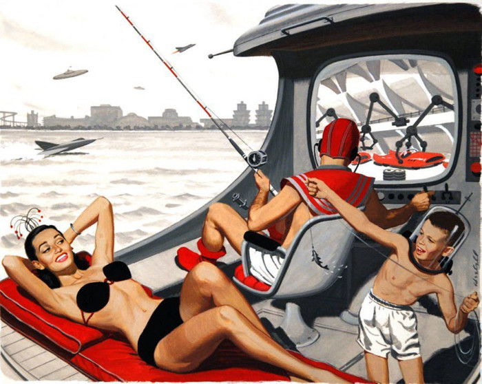 Một bức tranh mô tả tương lai như được hình dung từ khoảng năm 1950.