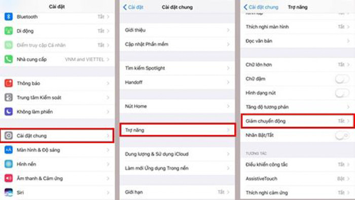 Nếu đang sử dụng các thiết bị đời cũ (iPhone 5S trở xuống), bạn nên tắt bớt các hiệu ứng không cần thiết để tăng tốc thiết bị. Đầu tiên, người dùng hãy truy cập vào Settings (cài đặt) &gt; General (cài đặt chung) &gt; Accessibility (trợ năng) và tắt tùy chọn Reduce Motion (giảm chuyển động).