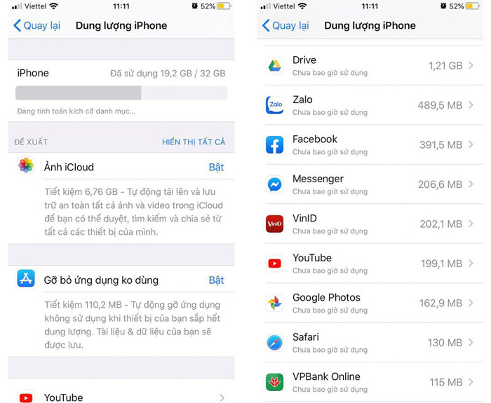 Xoá bộ nhớ đệm của các bên thứ 3. Nếu bộ nhớ trên điện thoại đã đầy, iPhone sẽ khuyến nghị những gì bạn nên “dọn dẹp” trong mục “iPhone Storage”. Tất cả những gì bạn cần làm là chọn “Show All” gần mục “Recommendations” để đọc hướng dẫn.