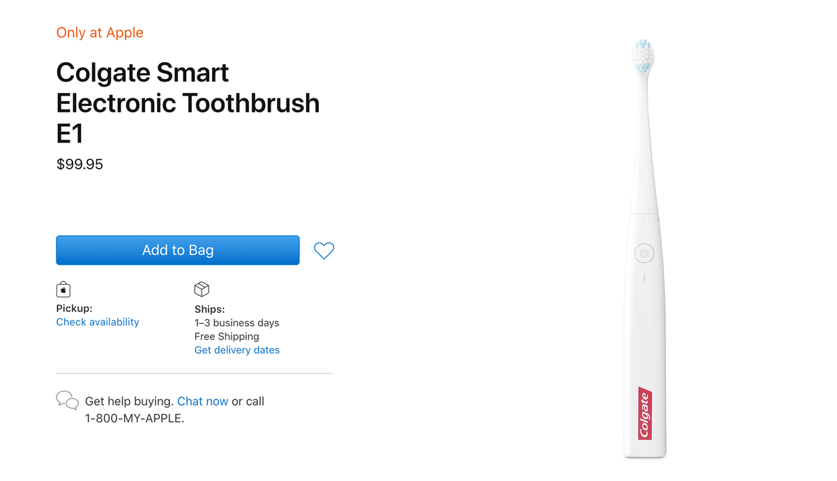 Bàn chải đánh răng của Colgate đang được bán trên trang chủ Apple với giá gần 100 USD.