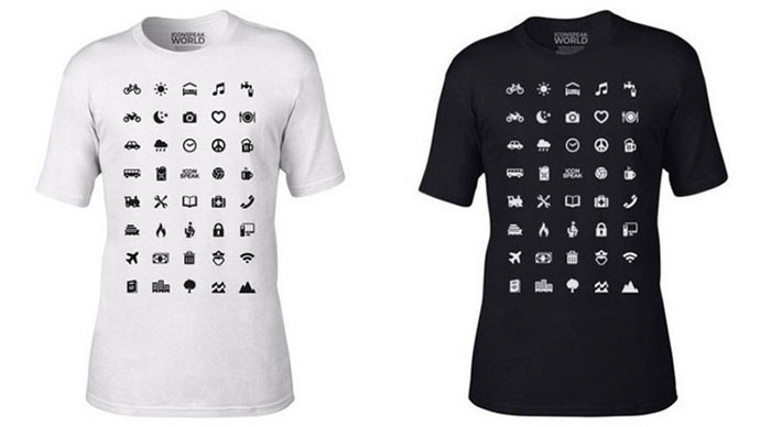 Thiết kế đơn giản với những kí hiệu quen thuộc, cần thiết trong đời sống.