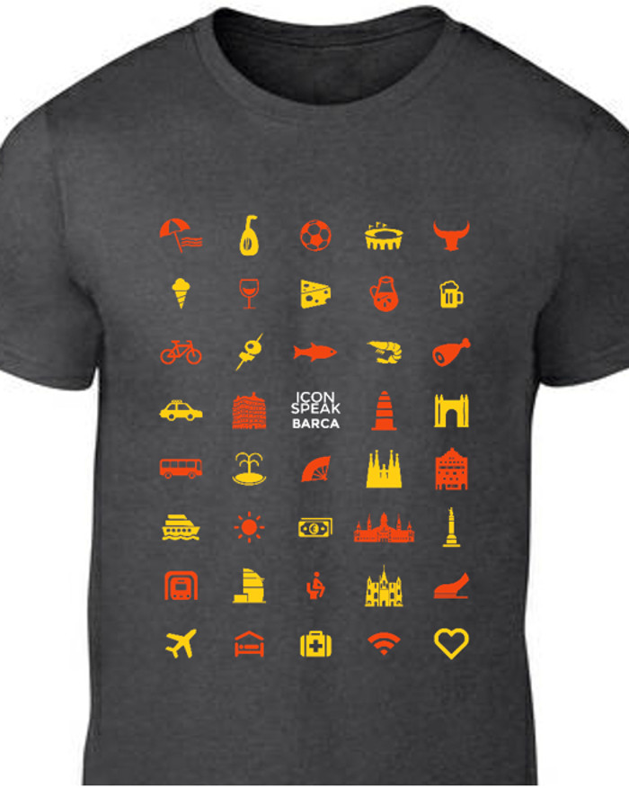 Nhưng có một cách vô cùng hiệu quả mà bạn có thể giao tiếp nhanh với người dân bản địa, đó là thông qua các biểu tượng quen thuộc được in trên chiếc áo đặc biệt này.