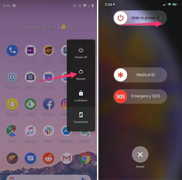  Cách 2: Trong trường hợp thử cách trên mà kết nối Wi-Fi vẫn không được cải thiện, người dùng hãy thử tắt nguồn điện thoại. Điện thoại cũng giống những thiết bị công nghệ khác như máy tính, đôi lúc bạn có thể khắc phục các sự cố bằng cách khởi động lại máy.