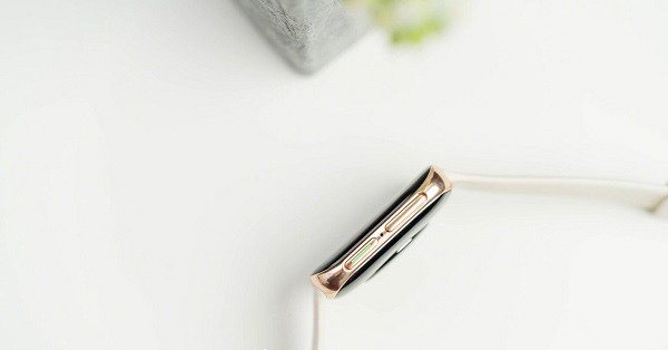 Hai phím bấm vật lý ở cạnh phải cùng mic thu âm để thực hiện cuộc gọi, không có núm xoay Digital Crown. Bên cạnh trái là loa.