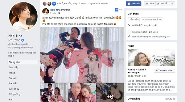 Gần đây, Nhã Phương chia sẻ bộ ảnh mặc pyjama đôi bá đạo cùng ông xã Trường Giang "đánh dấu chủ quyền". Bài đăng nhận được lượng tương tác khủng lên tới gần 200 nghìn lượt yêu thích và bình luận.