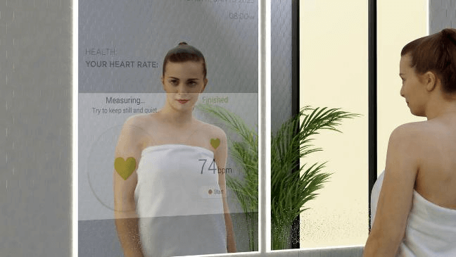 Gương thông minh kiểm tra sức khỏe. Bạn nhìn vào gương và gương sẽ báo cho bạn biết các vấn đề sức khỏe tiềm ẩn, giúp bạn giữ cơ thể ở trạng thái khỏe mạnh và phòng tránh bệnh tật.