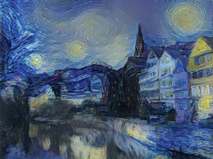 Trong một thí nghiệm năm 2015 của các nhà khoa học từ phòng thí nghiệm Bethge ở Đức, họ đã dạy AI học các yếu tố khác nhau trong một tác phẩm nghệ thuật và sau đó mã hóa nó để tái tạo phong cách đó bằng cách vẽ một bức tranh từ một hình ảnh. Trước sự ngạc nhiên của họ, AI đã có thể tái tạo hình ảnh một đường phố ở Đức theo phong cách đặc trưng của Van Gogh, với một sự hiểu biết hoàn hảo về ánh sáng và đường nét.