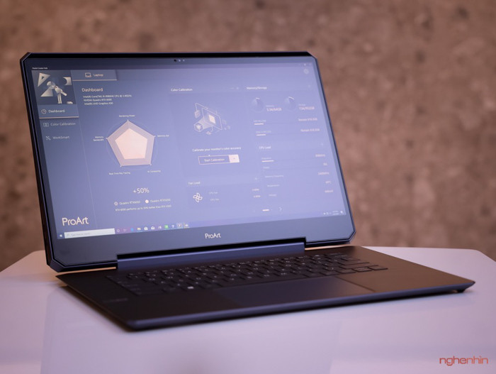 Mỏng và gọn nhưng ProArt StudioBook One sở hữu cấu hình siêu khủng như chính cái tên. Máy trang bị chip Intel Core i9 hiệu năng cao khiến nhiều chiếc máy tính để bàn phải "e dè" và đặc biệt là card đồ hoạ NVIDIA Quadro RTX 6000 (chiếc laptop đầu tiên trên thế giới đến thời điểm hiện tại được trang bị), kèm RAM 64GB và ổ cứng SSD 1TB cho khả năng render nhanh hơn, xử lý các ứng dụng chuyên sâu về đồ họa một cách nhẹ nhàng.