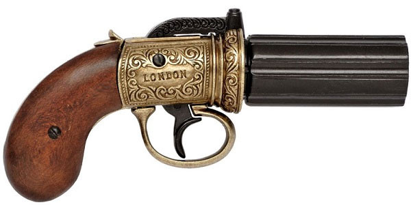 Súng “lọ tiêu”, thực chất đây là một loại súng lục ổ xoay nguyên thủy với các nòng sẽ xoay khi bắn.