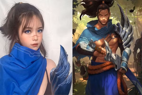 Vẫn là lối make up tinh tế, lần này Thục Chi sử dụng thêm một vài đạo cụ đơn giản khăn choàng và giáp vai, thậm chí là cả cây sáo của Yasuo. Sau đó selfie "sương sương" vài bức hình đăng tải lên trang cá nhân, cô nàng khiến không ít anh em game thủ LMHT phải "mất máu" vì quá xinh đẹp.