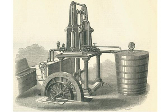 Cỗ máy làm nước đá đầu tiên do kỹ sư James Harrison chế tạo đã chính thức vận hành vào năm 1851 tại bờ sông Barwon tại Rocky Point thuộc miền Geelong, nước Úc. Sau đó, cỗ máy tạo nước đá của Harrison chính thức được thương mại hóa vào năm 1854.