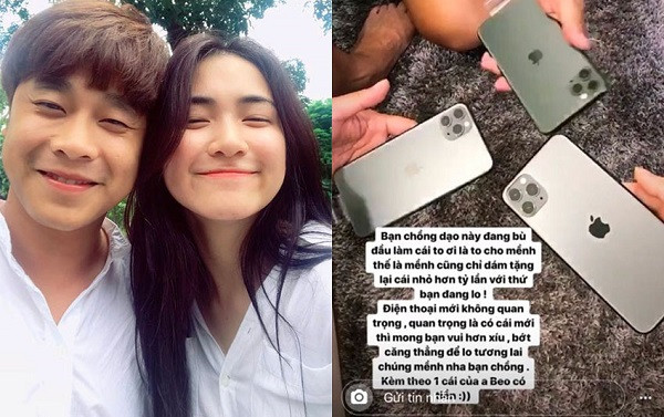 Gần đây nhất khi bộ ba iPhone 11 ra mắt vào tháng 9/2019, Hòa Minzy gây bất ngờ khi mạnh tay chi gần 40 triệu mua iPhone 11 Pro Max tặng bạn trai thiếu gia. Trong khi các sao nữ của Vbiz đều khoe hình ảnh được chồng, người yêu tặng phiên bản điện thoại mới nhất nhà Táo, thì nữ ca sĩ “Rời bỏ” lại làm điều ngược lại. Ảnh: Instagram NV