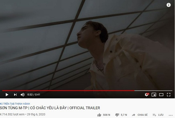 Hiện tại trailer ''Có chắc yêu là đây'' đã chứng tỏ sức nóng với 4,7 triệu lượt xem cùng 508 nghìn lượt xem trên Youtube - một kỷ lục mới trong bộ sưu tập những con số khủng của Sơn Tùng M-TP.