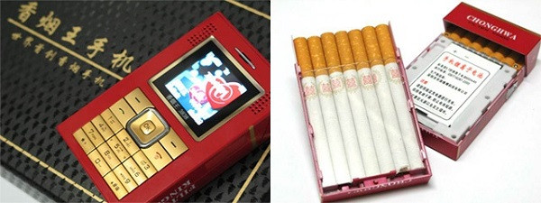 Wang XYW 3838 - một chiếc điện thoại được sản xuất ở Trung Quốc mang hình bao thuốc lá, có thể chứa 7 điếu thuốc.
