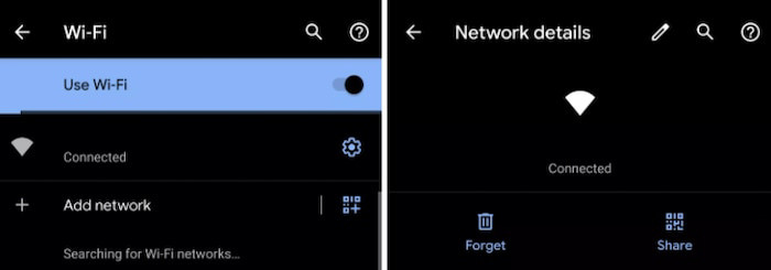 Với Android 10, người dùng có thể quét mã QR hiển thị trên màn hình để chia sẻ nhanh kết nối Wi-Fi mà mình đang có thay vì dùng mật khẩu như truyền thống. Tất cả những gì bạn cần làm là vào Network > Wi-Fi. Nếu bạn là người chia sẻ Wi-Fi, hãy chọn mạng chia sẻ và nhấn Share. Nếu bạn đang kết nối Wi-Fi, hãy nhấn vào biểu tượng QR Code bên cạnh dòng Add Network.