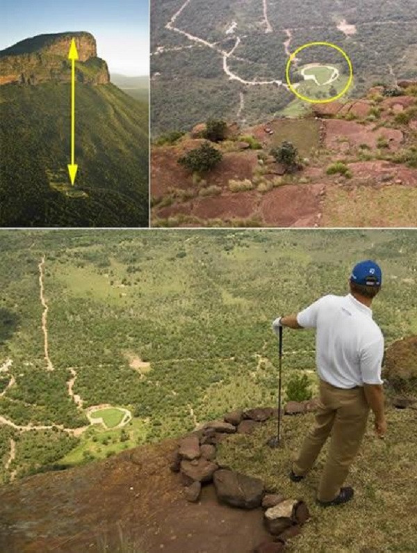 Lỗ golf xa nhất thế giới nằm tại sân golf độc đáo gần khu bảo tồn Safari Nam Phi với khoảng cách lên tới nửa km. Để đến được điểm phát bóng, bạn phải lên trực thăng và tới đỉnh núi Hangslip mới có thể phát bóng.