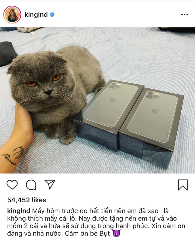 Bụt từng tặng Linh Ngọc Đàm chiếc iPhone 11 thời điểm đó đang gây sốt.