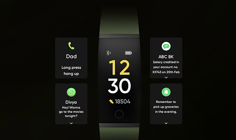 Realme Band còn được trang bị một nút cảm ứng để người dùng điều hướng và đi kèm cổng USB-A ở bên dưới phần dây đeo.