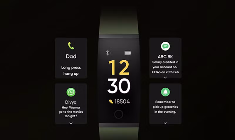 Realme Band còn được trang bị một nút cảm ứng để người dùng điều hướng và đi kèm cổng USB-A ở bên dưới phần dây đeo.