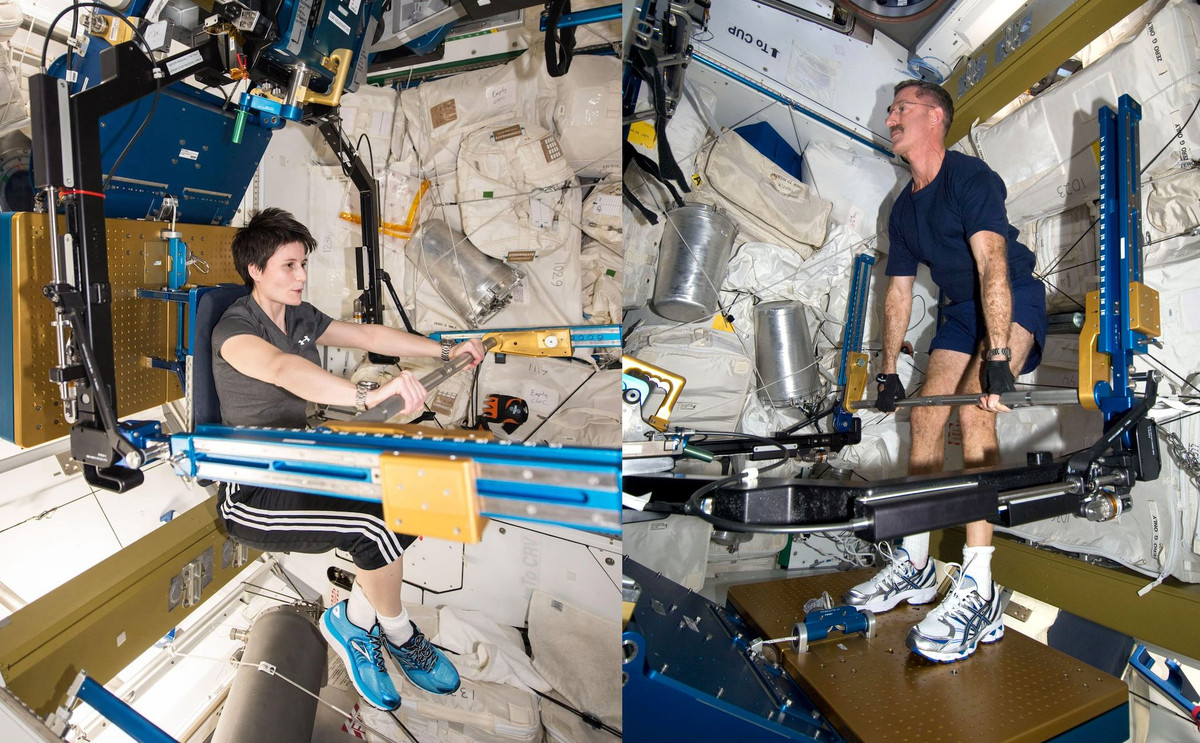 Các cỗ máy tập gym này sẽ giúp phi hành gia cải thiện được sức khoẻ khi sống bên ngoài Trái Đất, khối lượng cơ sẽ giảm 11-17% và mật độ khoáng xương sẽ giảm 2-7% trong mỗi 180 ngày.