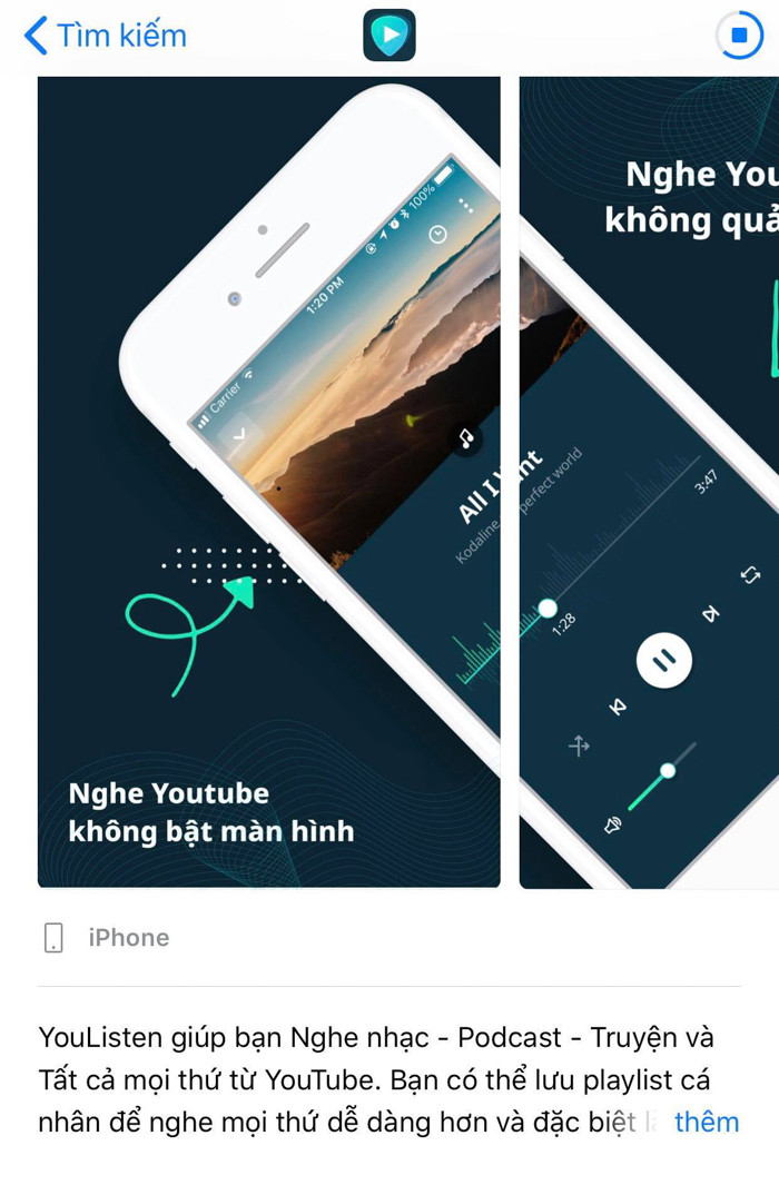 Một số nhà phát triển đã tạo ra ứng dụng giúp có thể nghe được nhạc trên YouTube trong khi đã tắt màn hình điện thoại. Qua đó giúp bạn có thể tiết kiệm được rất nhiều dung lượng pin khi bạn nghe nhạc trên YouTube.