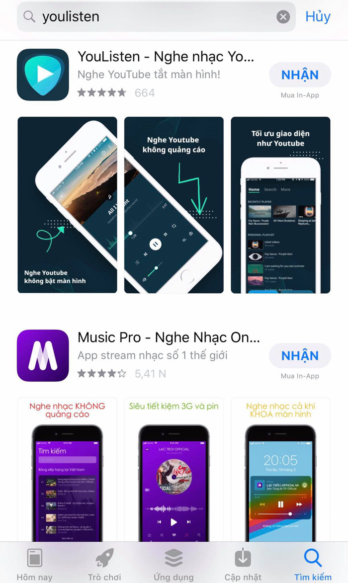 Một trong những ứng dụng đáng chú ý hiện tại là YouListen. Ứng dụng này sẽ giúp bạn nghe nhạc, truyện, audio, theo dõi podcast hay tất cả mọi thứ trên YouTube mà không cần mở sáng màn hình thiết bị.