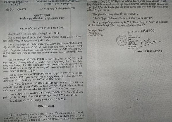 Giám đốc Sở Y tế ký quyết định tuyển dụng con trai trái quy định.