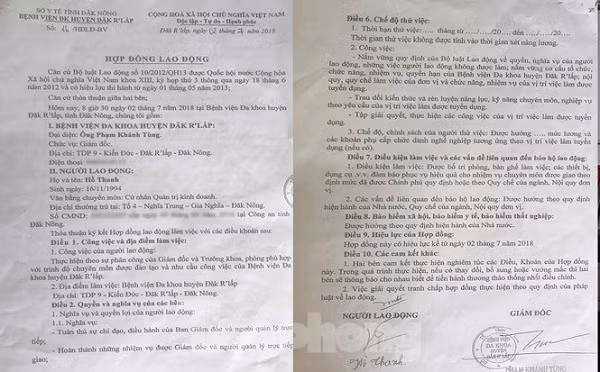 HĐLĐ của ông Hồ Thanh năm 2018 khi chưa học xong