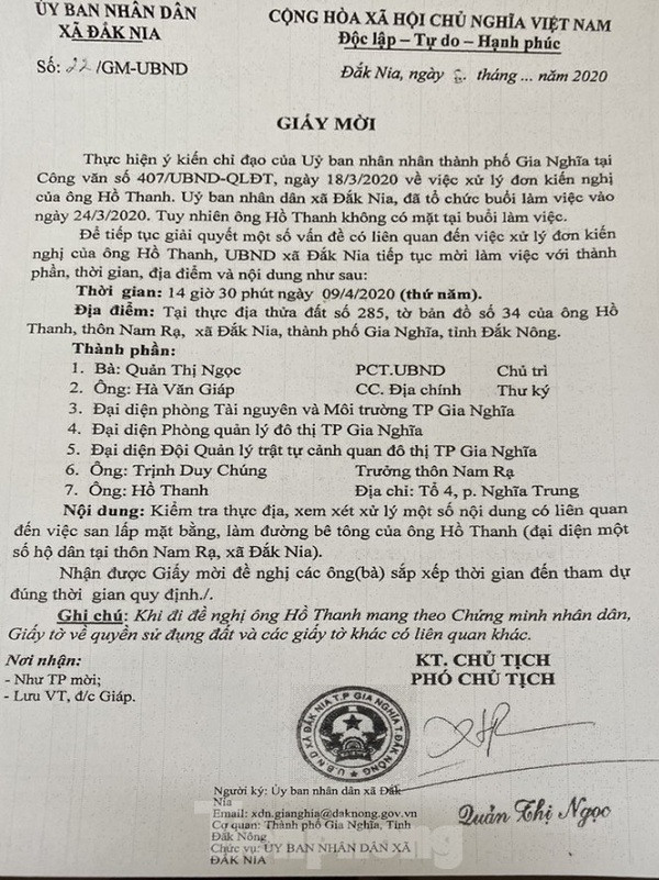 Cơ quan chức năng mời ông Hồ Thanh lên làm việc