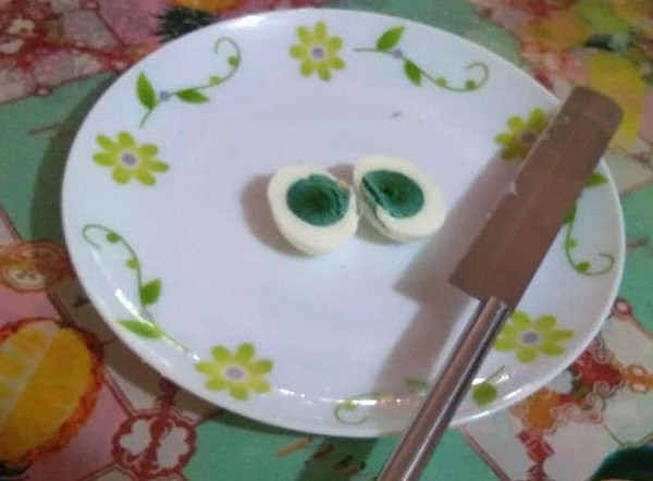 Anh nông dân chia sẻ: "9 tháng trước, lần đầu tiên tôi phát hiện quả trứng có lòng đỏ chuyển màu xanh, quá ngạc nhiên chúng tôi quyết định giữ lại chứ không đem bán. Trứng vẫn nở được thành con và kỳ lạ là một vài con trong số đó trưởng thành cũng đẻ ra những quả trứng màu xanh".