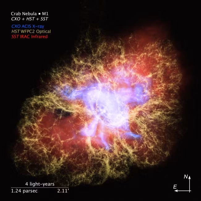 Kỳ thú tinh vân Con cua trong hình ảnh 3D mới nhất Ky thu tinh van Con cua trong hinh anh 3D moi nhat